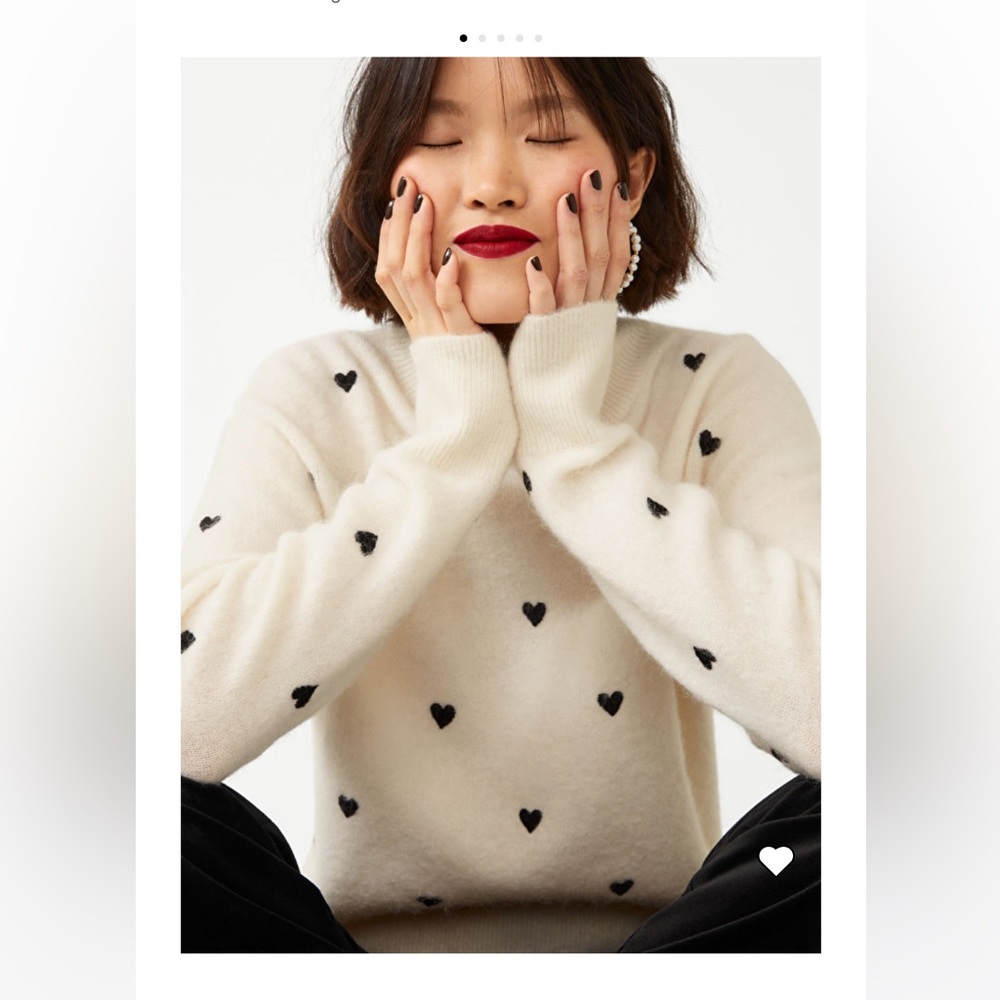 Heart Embroidered Mock Neck Sweater